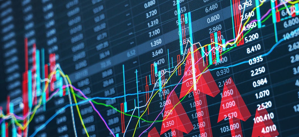 Financial stocks upward trend concept, arrow of success