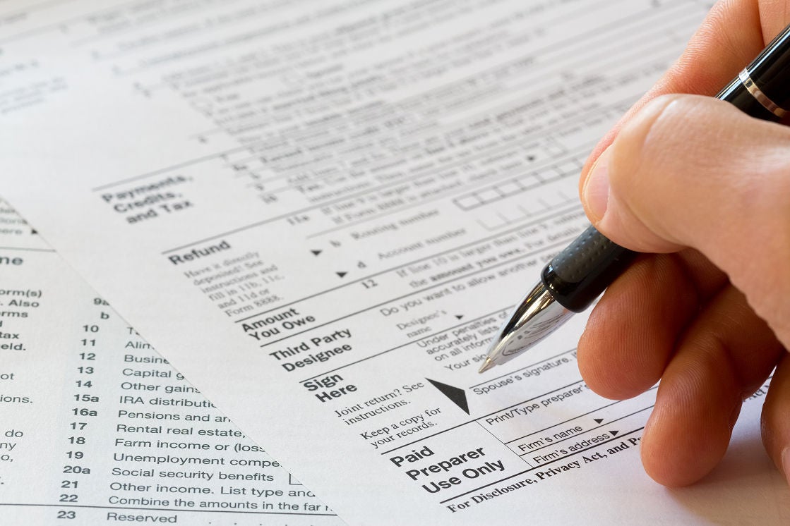 Signing a tax form