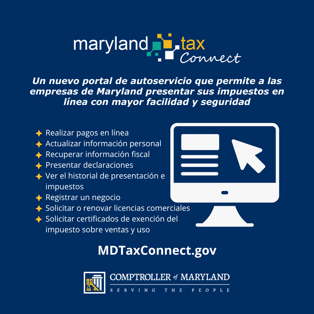 Un nuevo portal de autoservicio que permite a las empresas de Maryland presentar sus impuestos en linea con mayor facilidad y seguridad