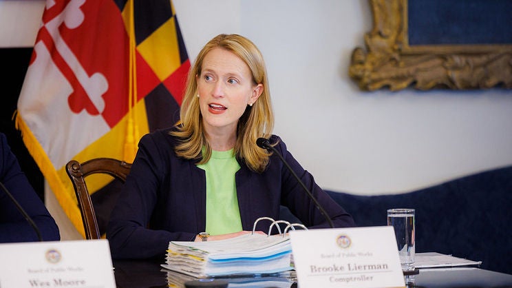 Comptroller Lierman speaking at a Board of Public Works meeting