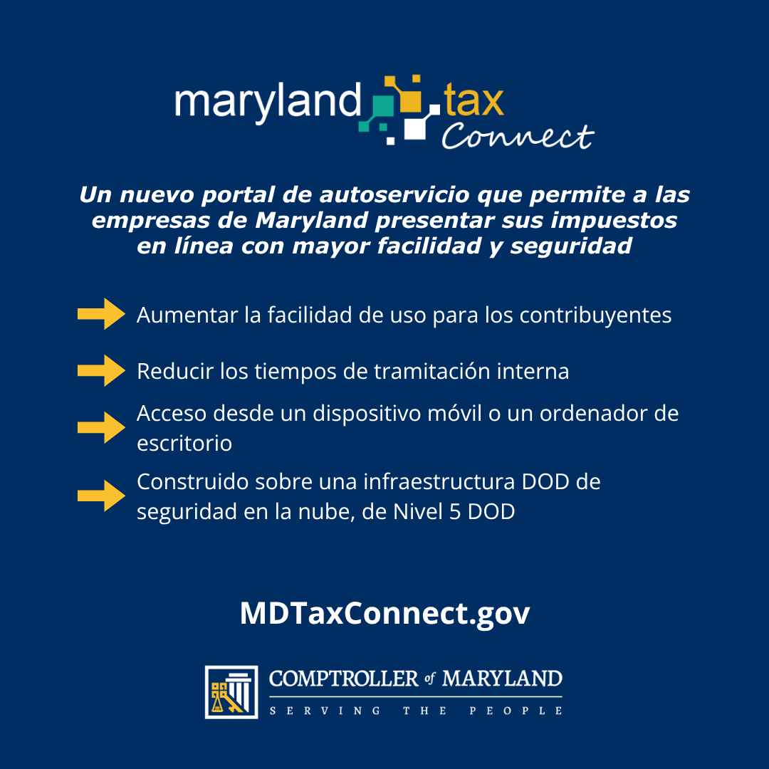 Un nuevo portal de autoservicio que permite a las empresas de Maryland presentar sus impuestos en linea con mayor facilidad y seguridad