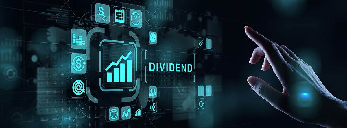 Dividends button on virtual screen with a hand ready to push it